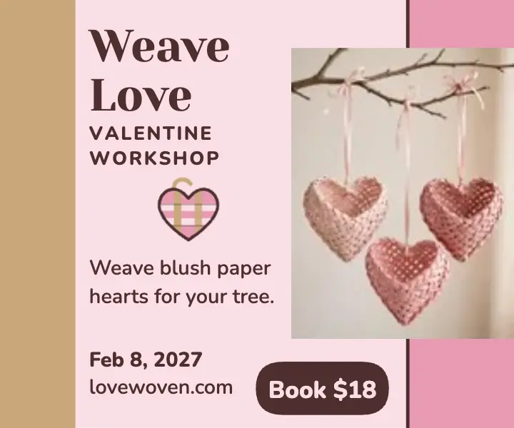 Lovewoven Valentine craft workshop ad template