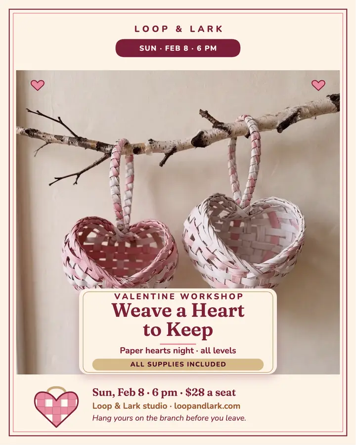 Loop and Lark woven hearts Valentine post template