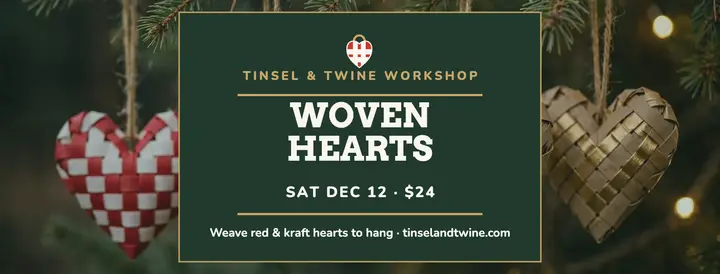 Tinsel and Twine woven hearts workshop cover template