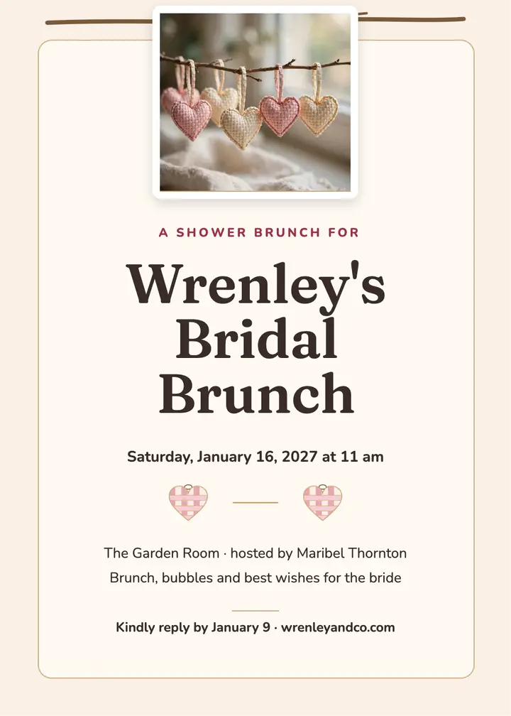 Wrenley woven hearts shower brunch invite template