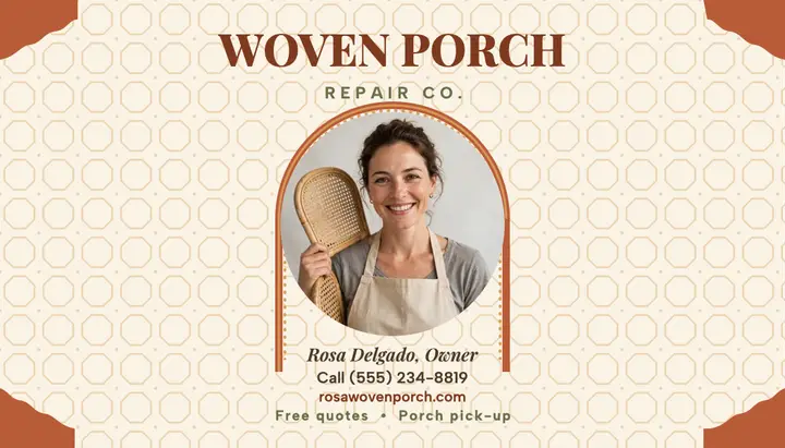 Woven Porch cane repair business card template