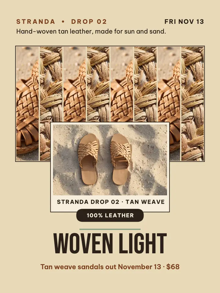 Stranda woven sandal drop weave post template