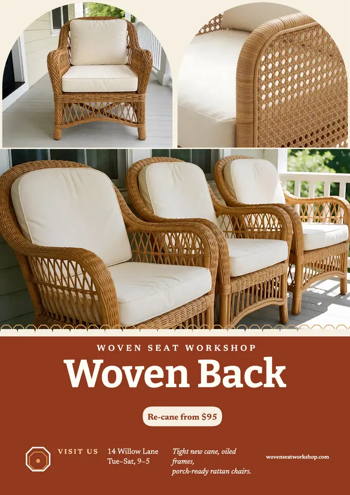 Woven Seat rattan chair flyer template