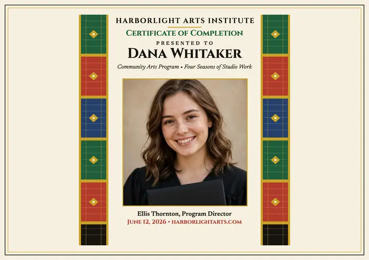 Harborlight arts graduation certificate template