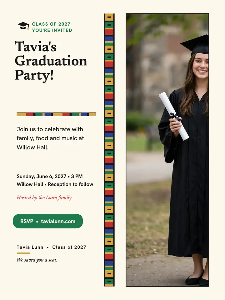 Tavia Lunn graduation party invitation template