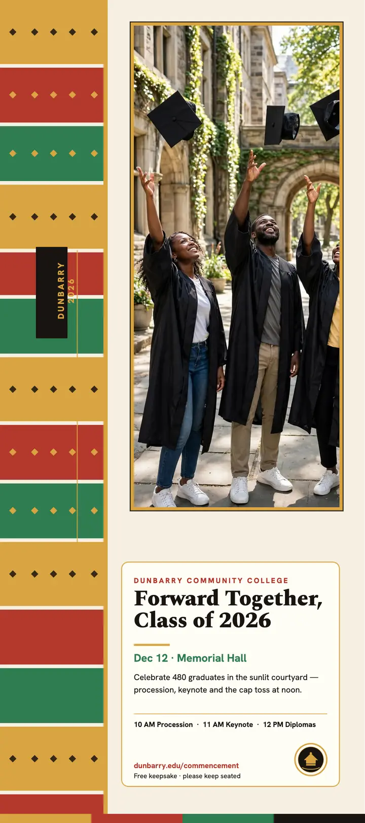 Dunbarry graduation program stole card: graduation program template