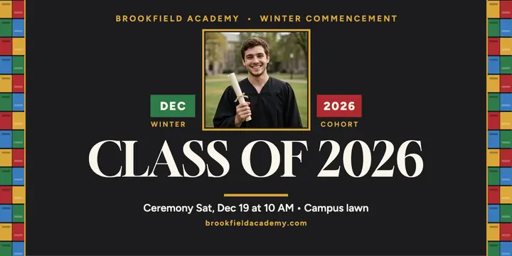 Brookfield Academy winter graduation post template