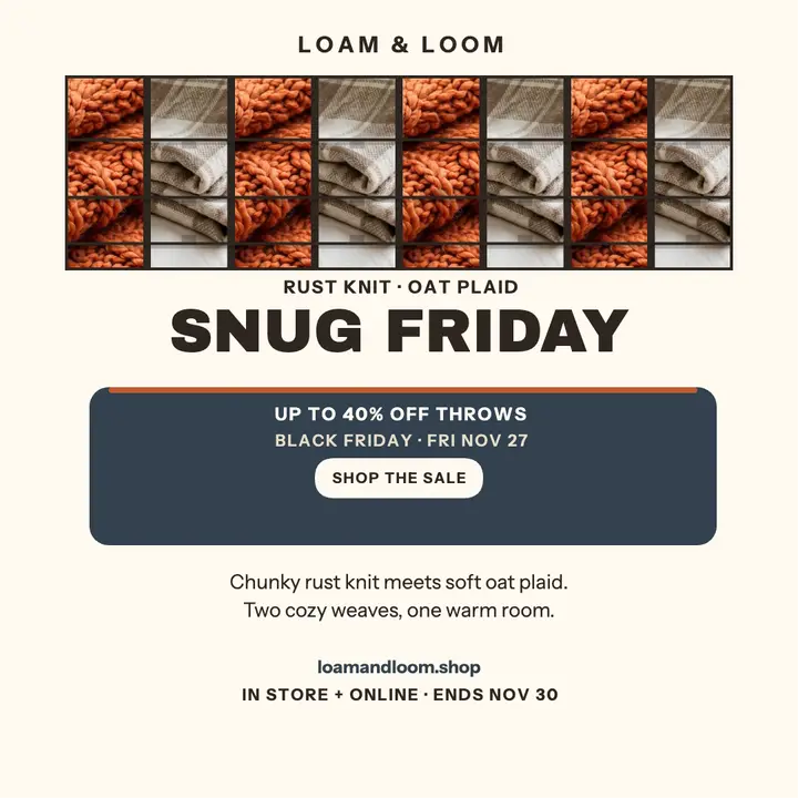 Loam and Loom woven throw Black Friday post template