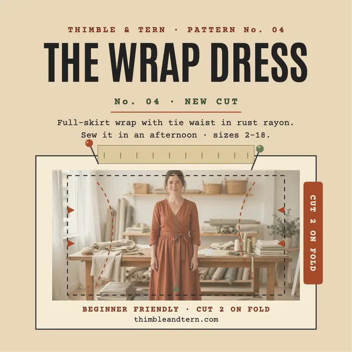 Thimble and Tern wrap dress pattern template