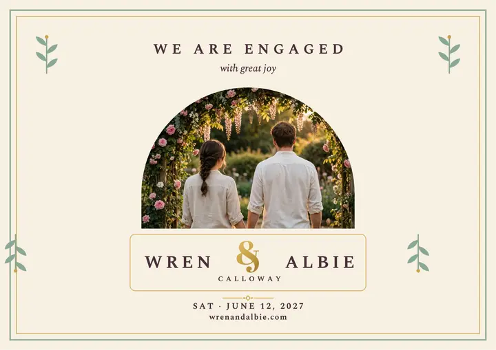 Wren and Albie garden engagement certificate template