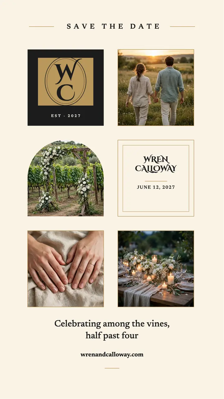Wren and Calloway save the date story template