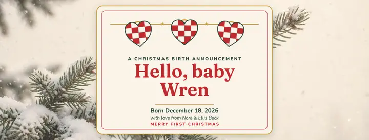 Wren Christmas birth announcement cover template