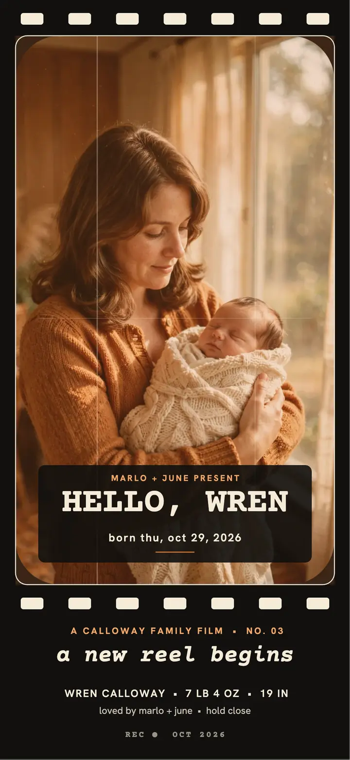 Hello Wren Super 8 baby wallpaper template