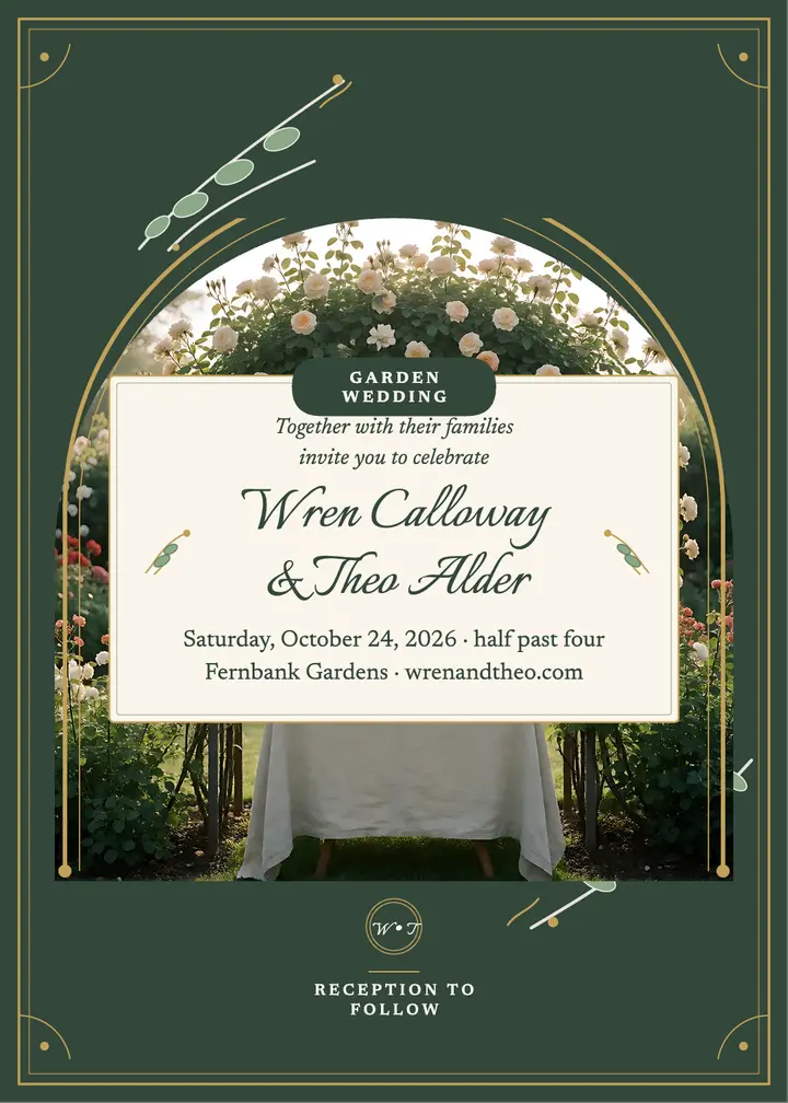 Wren and Theo sage garden invitation template