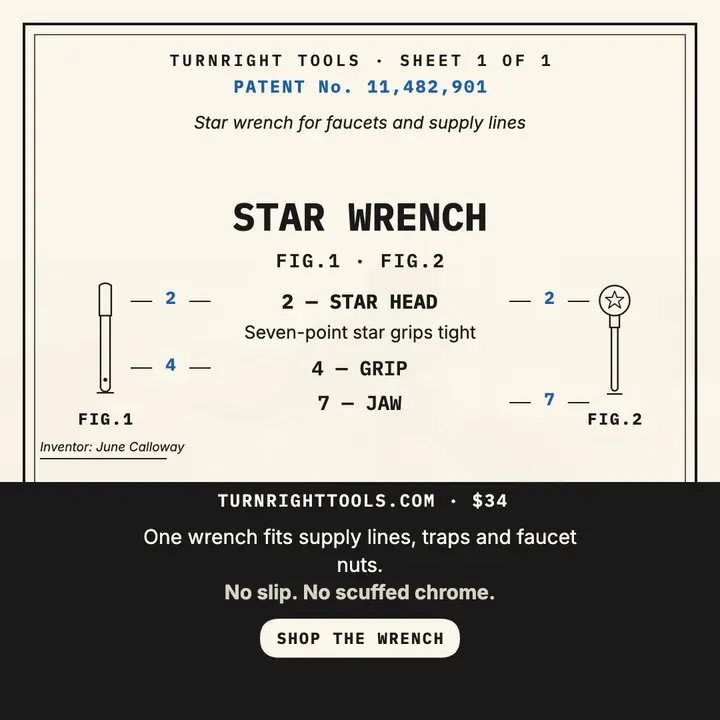 Turnright star wrench patent sheet post: wrench patent post template