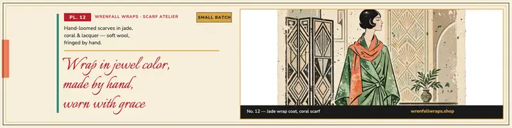 Wrenfall Wraps pochoir scarf banner template