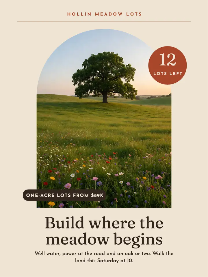 Hollin Meadow land lots for sale portrait post template