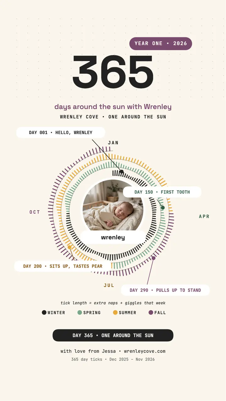 Wrenley Cove one year spiral story template