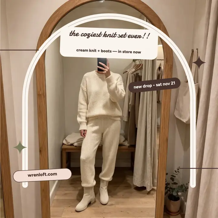 Wrenloft knit set mirror selfie post template