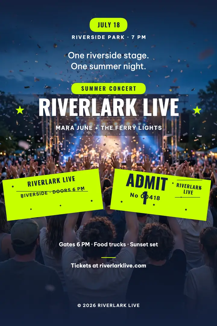 Riverlark Live riverside concert poster template