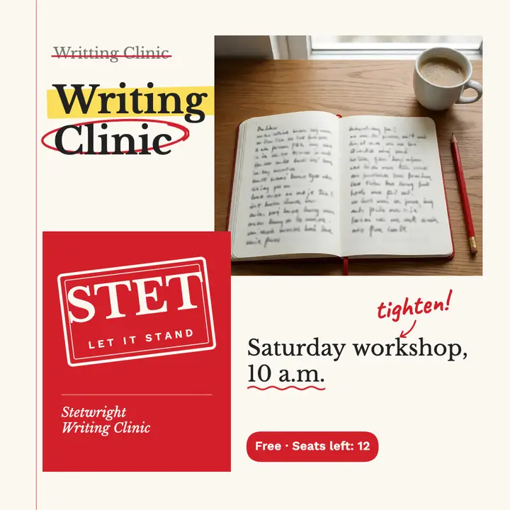 Stetwright Writing Clinic workshop post, red-pen proof template
