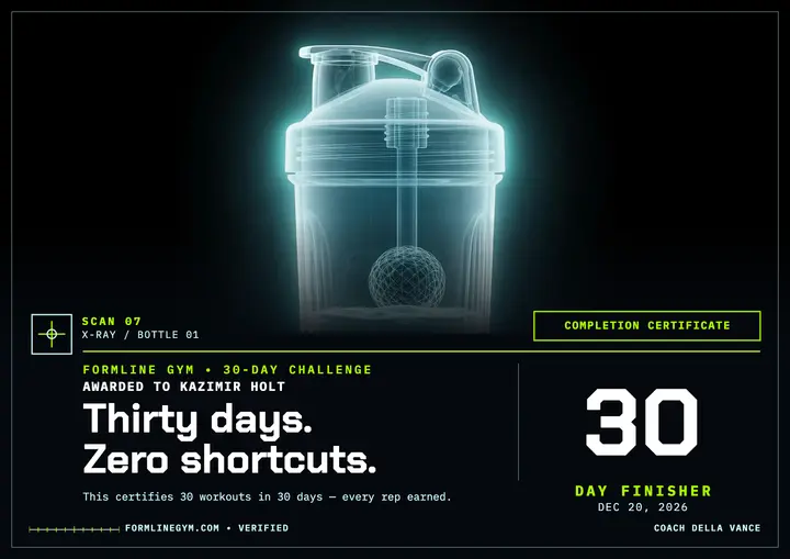 Formline 30-day challenge certificate: fitness challenge certificate template