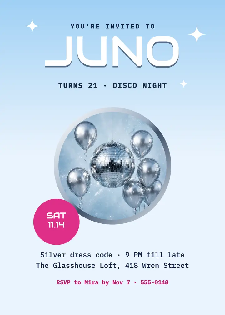 Juno's 21st, Y2K chrome template