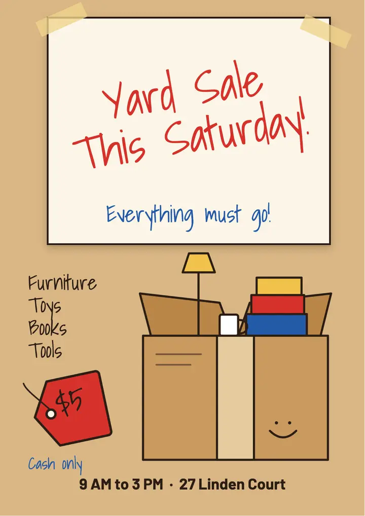 Yard sale marker flyer template