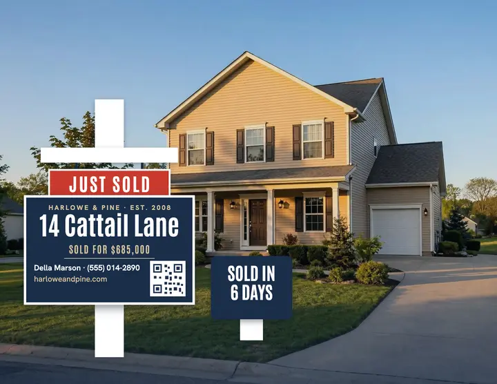 Just sold yard sign flyer, suburban house template