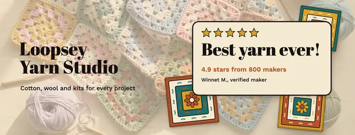 Yarn studio review Facebook cover, granny square template