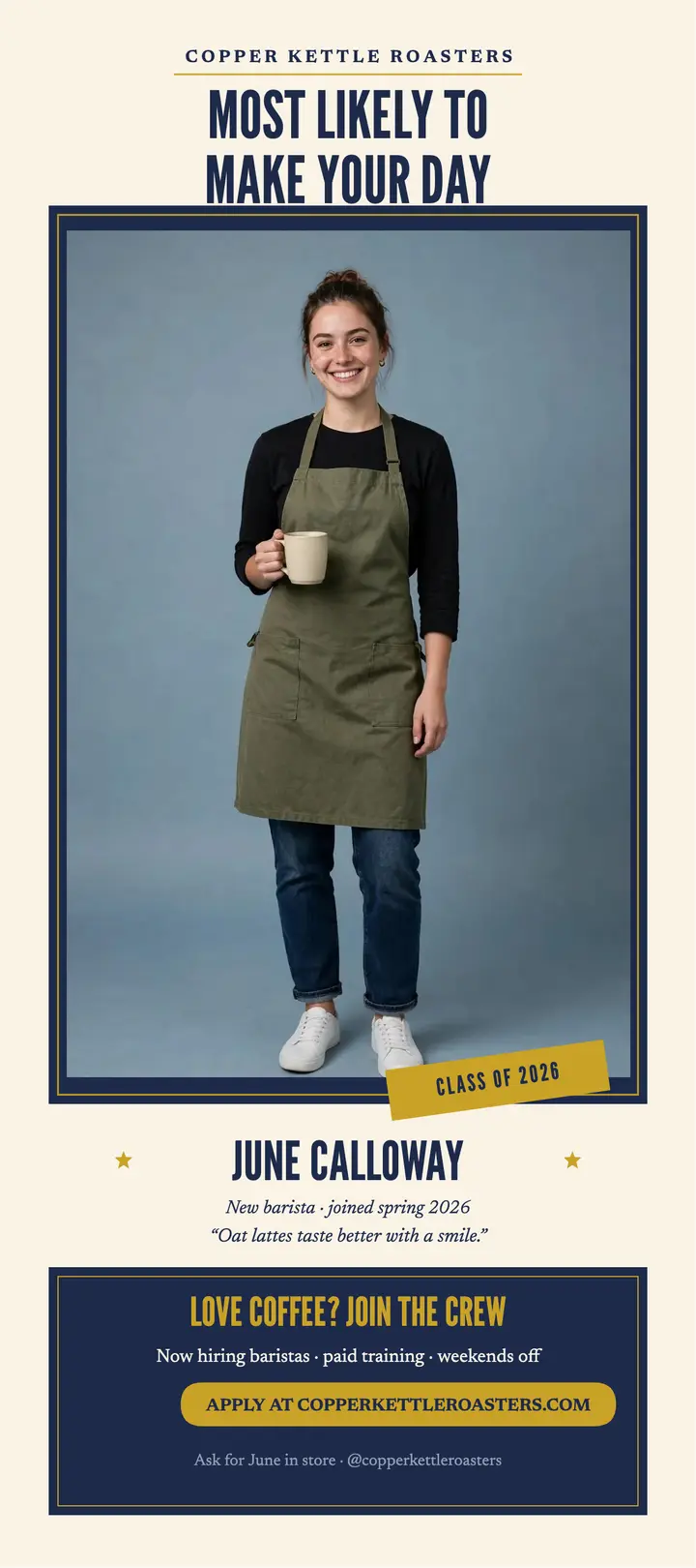 Copper Kettle new barista spotlight card template