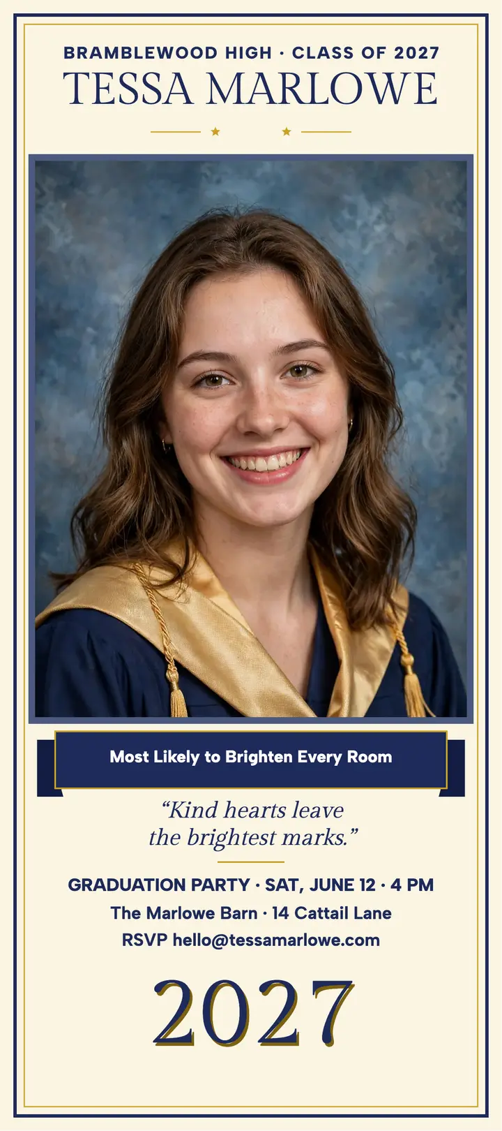 Tessa Marlowe yearbook grad announcement template
