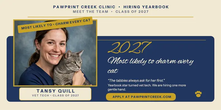 Pawprint Creek vet team yearbook post template