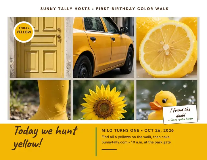 Milo turns One yellow hunt flyer template