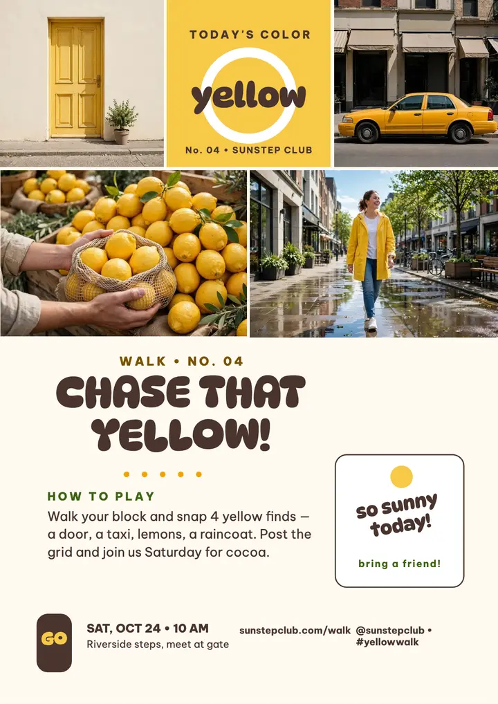 Sunstep yellow color walk flyer template