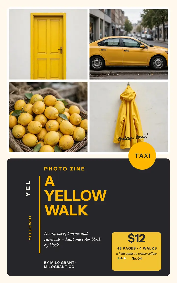 A Yellow Walk color hunt zine cover template