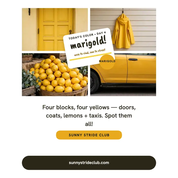 Sunny Stride yellow color walk post template