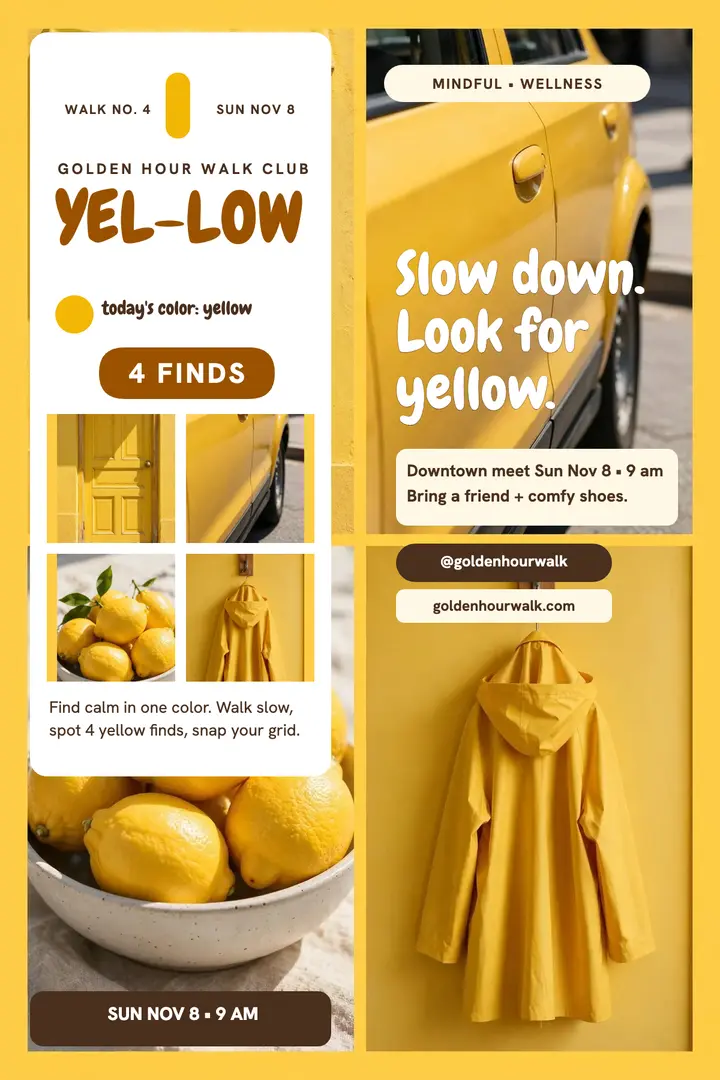 Golden Hour yellow color walk poster template