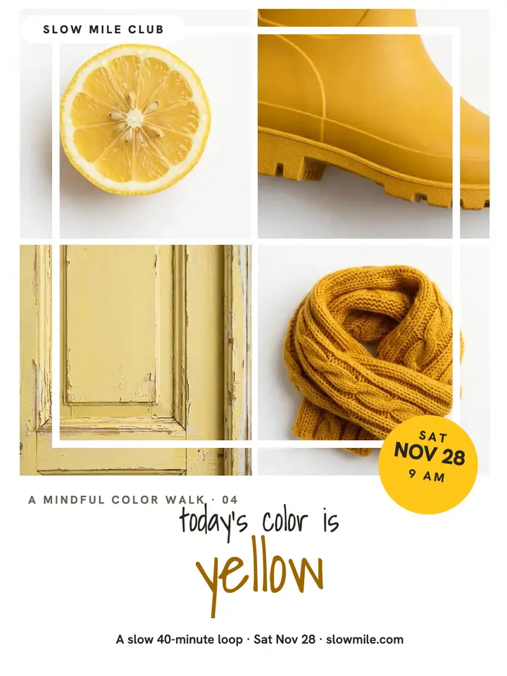 Slow Mile Club yellow color walk post template