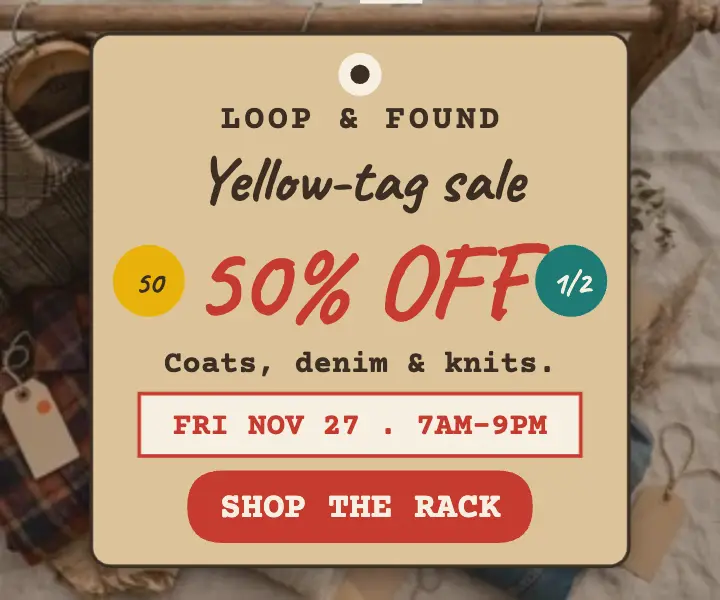 Loop and Found yellow tag sale ad template