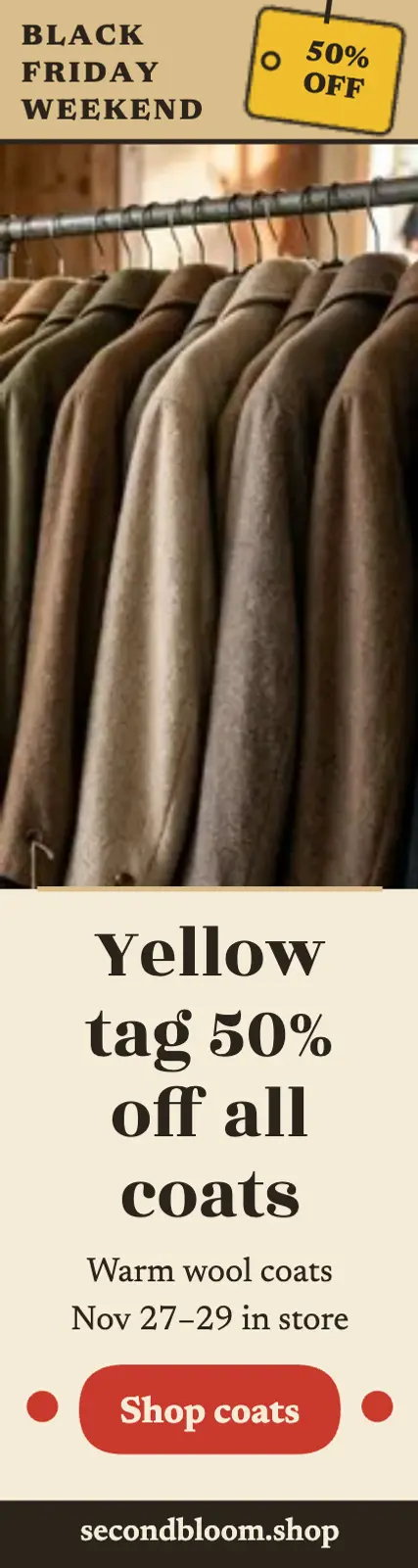 Second Bloom yellow tag sale skyscraper template