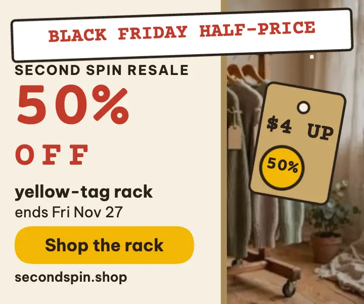 Second Spin Black Friday thrift sale ad template