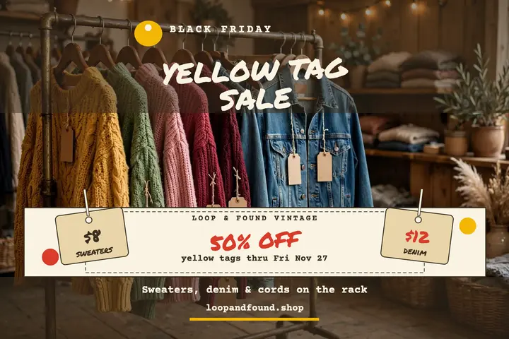 Loop and Found yellow tag sale postcard template