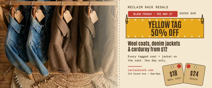 Reclaim Rack yellow tag sale ticket: vintage sale ticket template