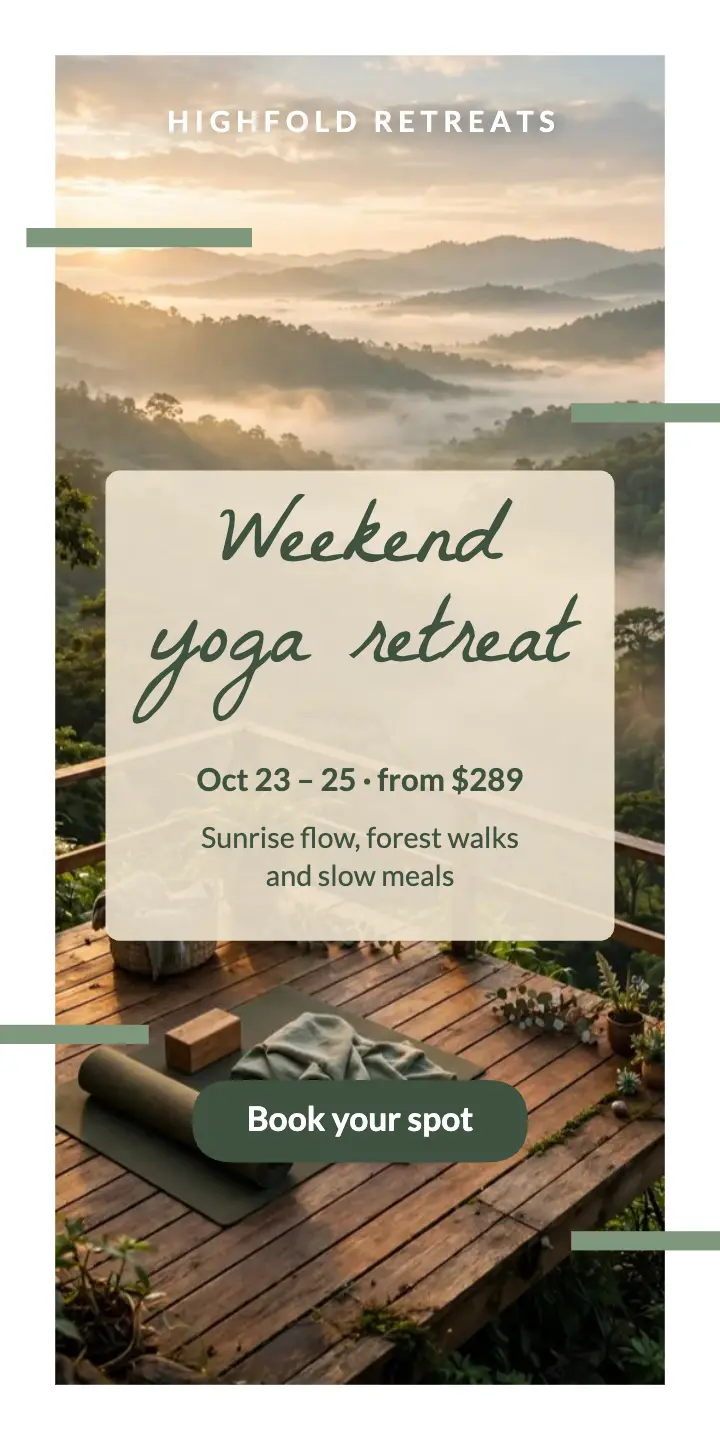 Weekend yoga retreat ad template