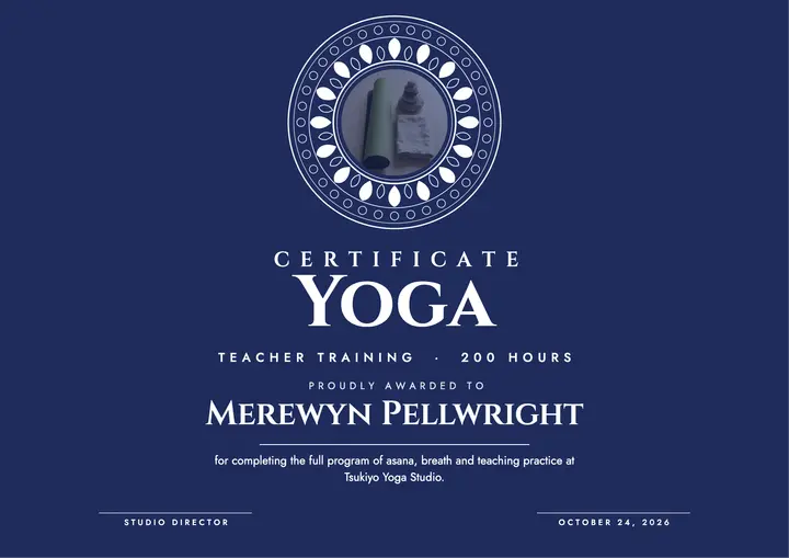 Yoga teacher training certificate with lotus crest template