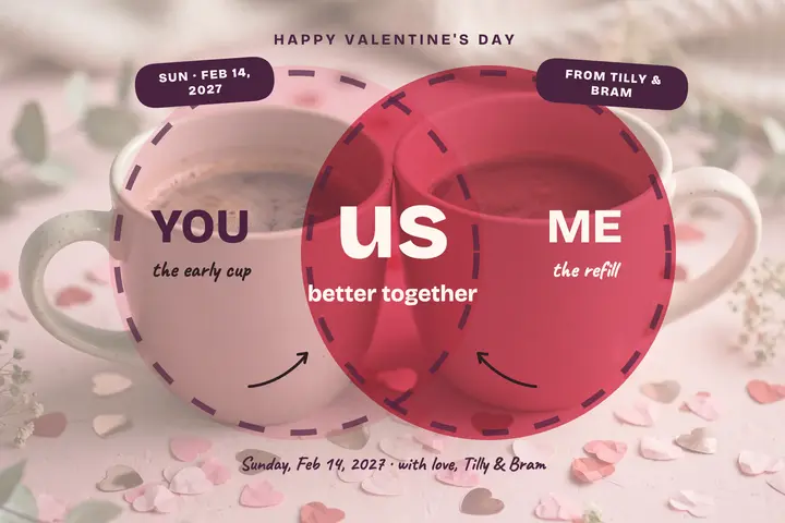 You and me Valentine Venn postcard template