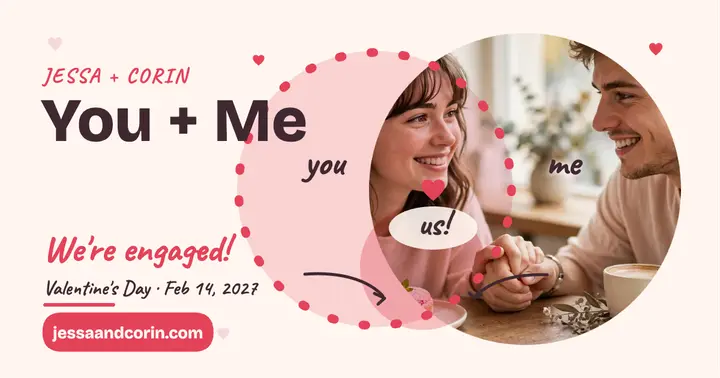 You plus me engagement post: engagement announcement post template