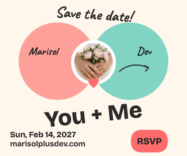 Marisol plus Dev Valentine save the date template