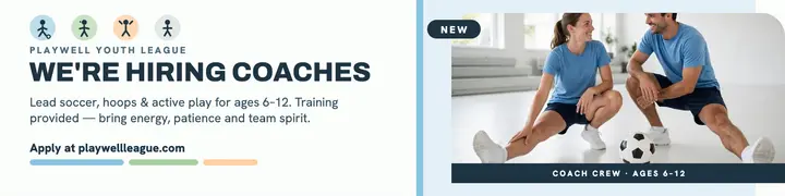 Playwell Youth League coaches hiring banner template